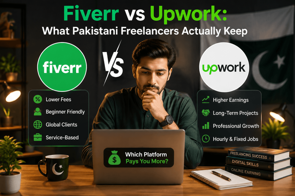 Fiverr vs Upwork: What Pakistani Freelancers Actually Keep Fiverr vs Upwork fees 2026 — what a Pakistani freelancer actually keeps from a $1,000 contract